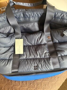 Sweaty Betty Navy and Blue Quilted Duffel Bag